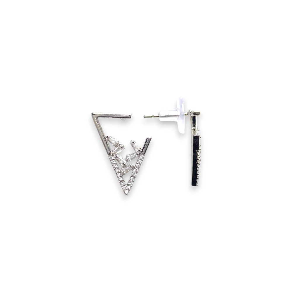 Baget Taşlı Ters Üçgen Küpe